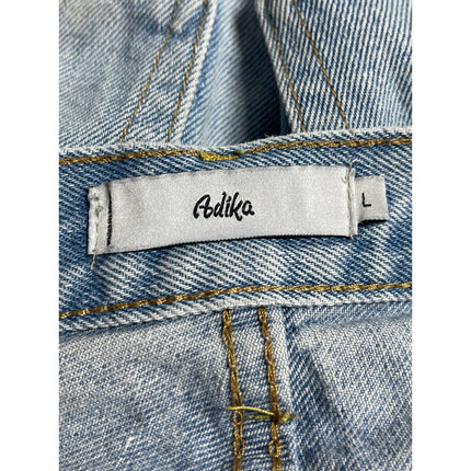 Adika Women's Blue Light Wash High Waisted Cut Off Denim  Jeans Shorts Size L