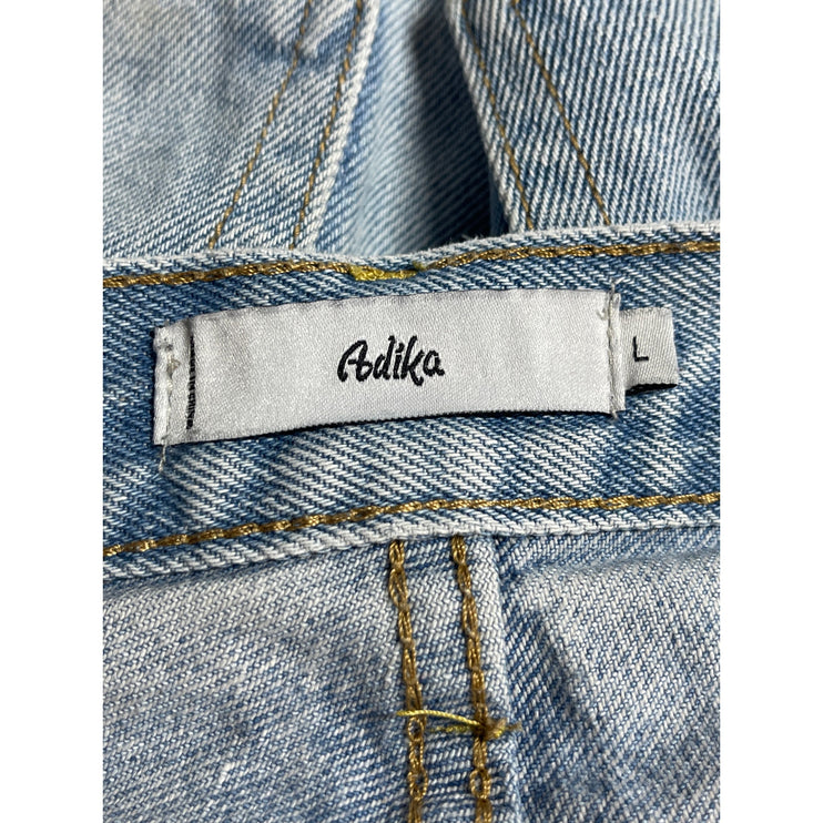 Adika Women's Blue Light Wash High Waisted Cut Off Denim  Jeans Shorts Size L