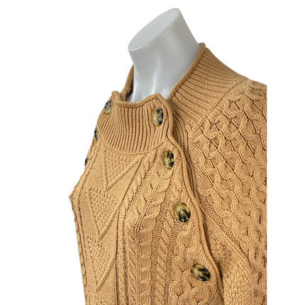 Anthropologie Pilcro Women's Tan Cable Button Long Sleeve Mini Sweater Dress M