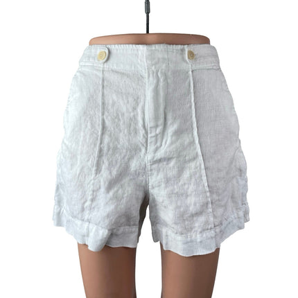 Madewell Women's White 100% Linen High Rise Pintuck Casual Mini Shorts Size 0