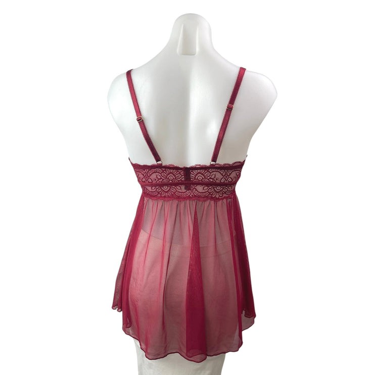 Rachel Roy Red Lace Sheer Sleeveless Cami Camisole Lingerie Evening Dress Size S