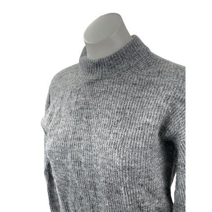 Quince Women's Gray Wool Knit Mock Neck Long Balloon Sleeve Sweater Top Size S