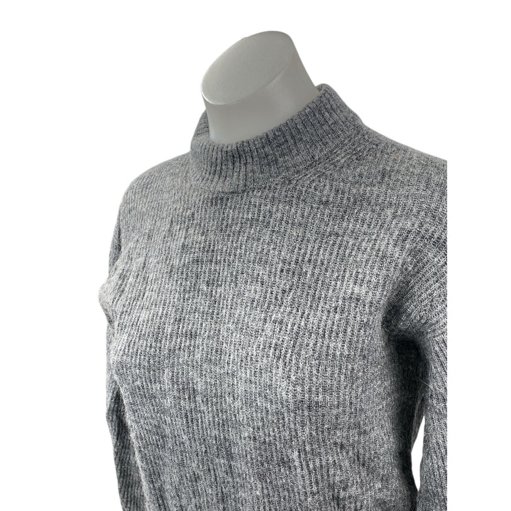 Quince Women's Gray Wool Knit Mock Neck Long Balloon Sleeve Sweater Top Size S