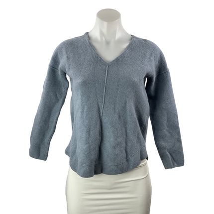 Jigsaw Women's Blue Wool Cashmere Knit Long Sleeve V Neck Sweater Top Size S