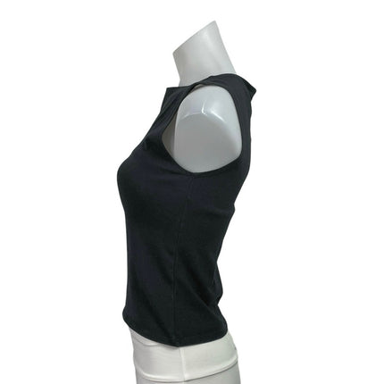 Reformation Dusk Black Sleeveless Boat Neck Cami Camisole Crop Tank Top Size S