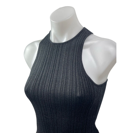 NEW Madewell Signature Shimmer Knit Cutaway Black Sleeveless Sweater Tank Top XS