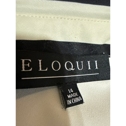 Eloquii Black White Striped Long Sleeve Slit Belted Button Maxi Shirt Dress 14