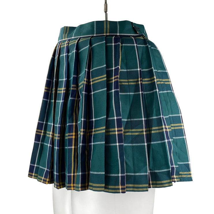 Hug Sunshine Green Plaid Flannel Tartan Pleated High Waist Mini Skirt Size 3XL