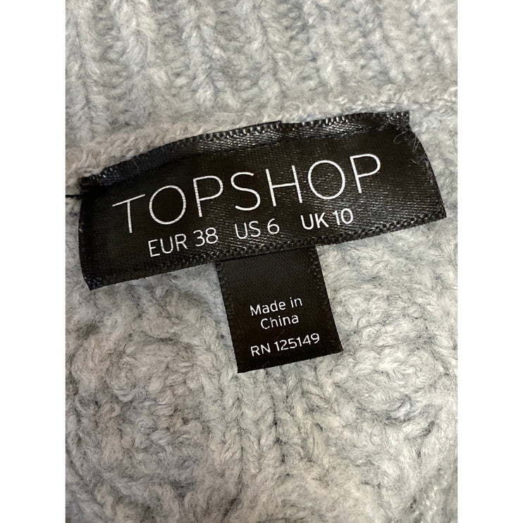 Topshop Womne's Gray Cable Knit Crew Neck Long Sleeve Sweatshirt Sweater Top 6