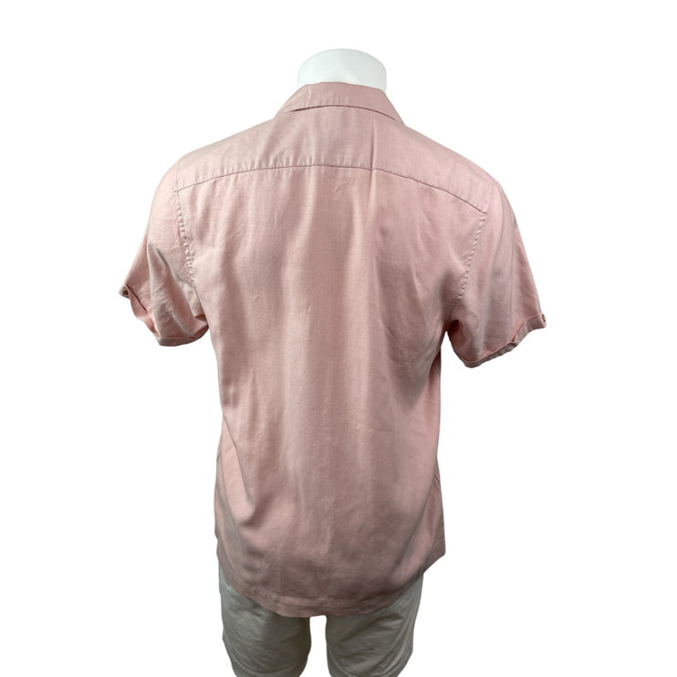 Ted Baker Men's Pink Chest Pocket Short Sleeve Button Down Shirt Top Size M