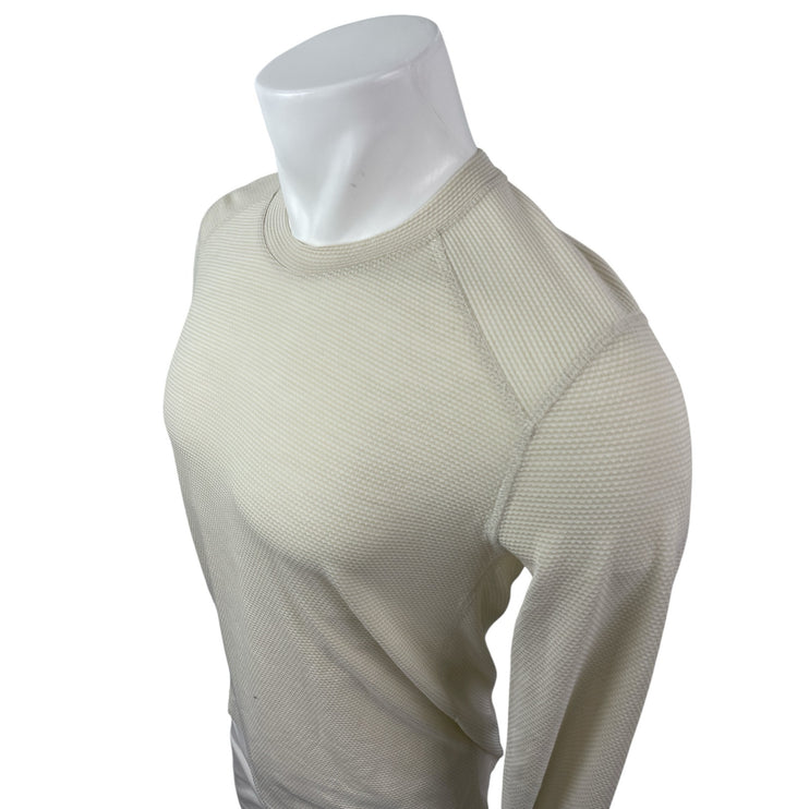 Allbirds Men's Cream Waffle Knit Long Sleeve Crew Neck Thermal T Shirt Tee Top M