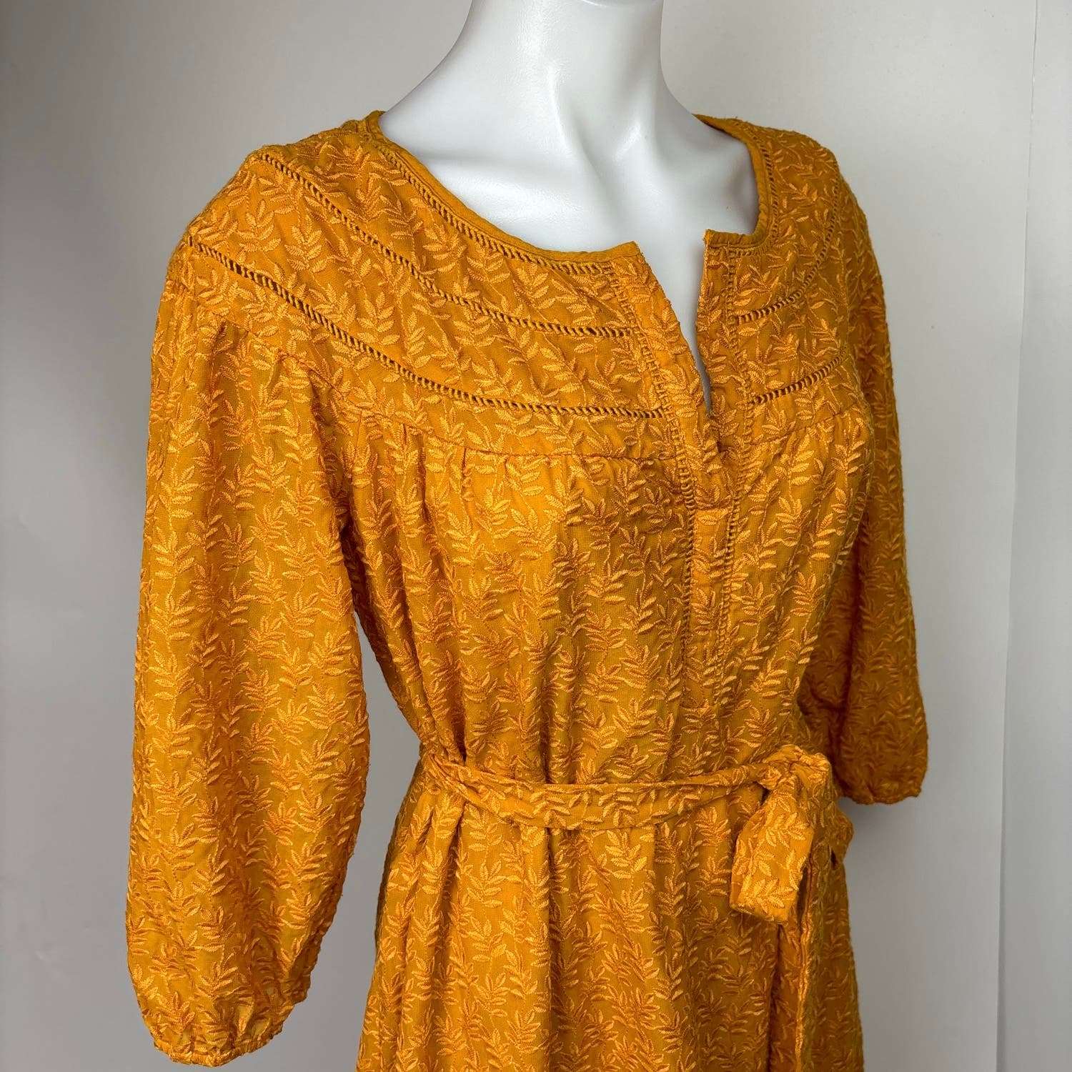 Anthropologie Daniel Rainn Treva Yellow Embroidered 3/4 Sleeve Mini Dr Brie Anthropologie Daniel Rainn Treva Yellow Embroidered 3/4 Sleeve Mini Dr Brie