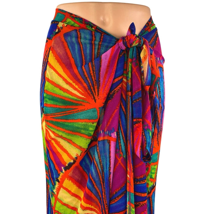Fashion Nova Multicolor Abstract High Waist Beach Cover Up Maxi Wrap Skirt 2XL