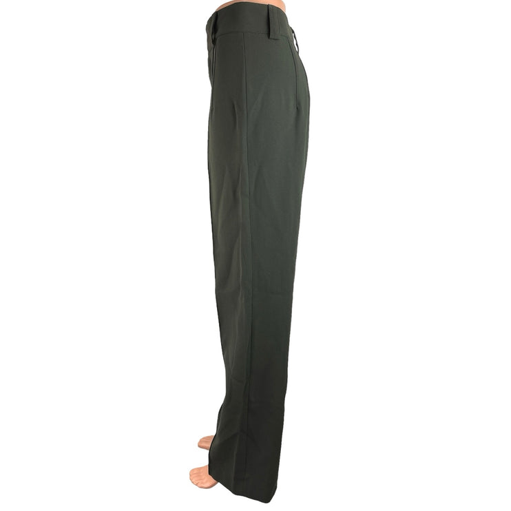 ZARA Gray High Rise Straight Leg Pleated Career Business Ankle Dress Pants Sz S