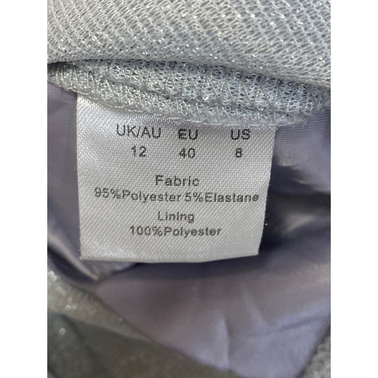 Rebellious Gray Silver Glitter Sparkly Shimmer Wide Leg Trousers Pants Size 8
