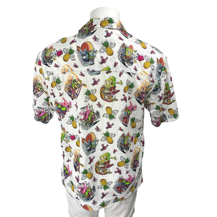 H&M Men's Multicolor Spongebob Print Short Sleeve Collar Button Down Shirt Top M