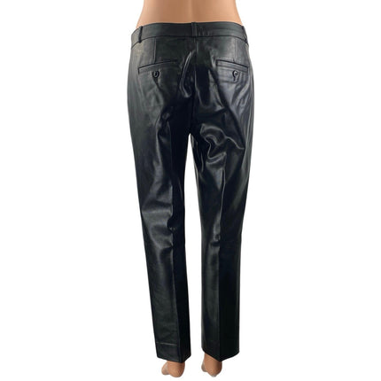 Banana Republic Womens Black Faux Leather Vegan Straight Trousers Pants Size 2