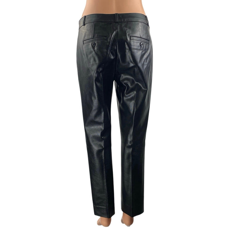 Banana Republic Womens Black Faux Leather Vegan Straight Trousers Pants Size 2
