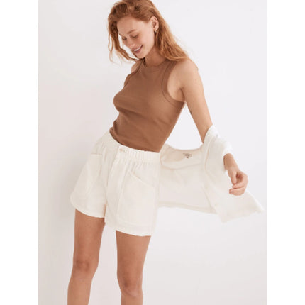 Madewell Garment-Dyed Women's White Pull On High Waisted Utility Shorts Size 29