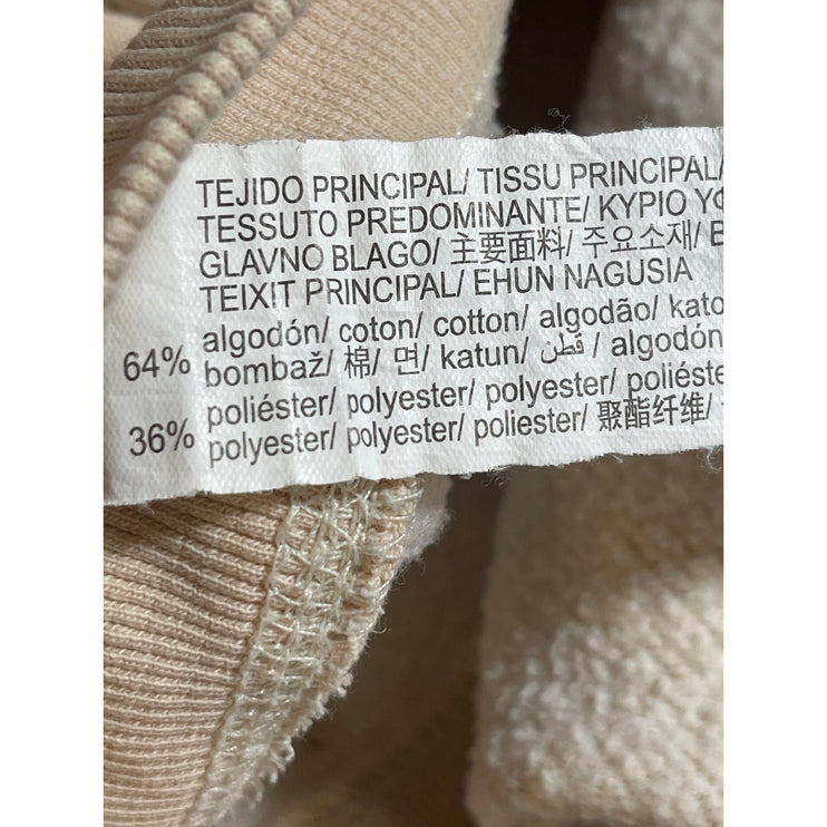 Zara Women's Beige Fleece Long Sleeve Loose Hoodie Hooded Sweatshirt Top Size S