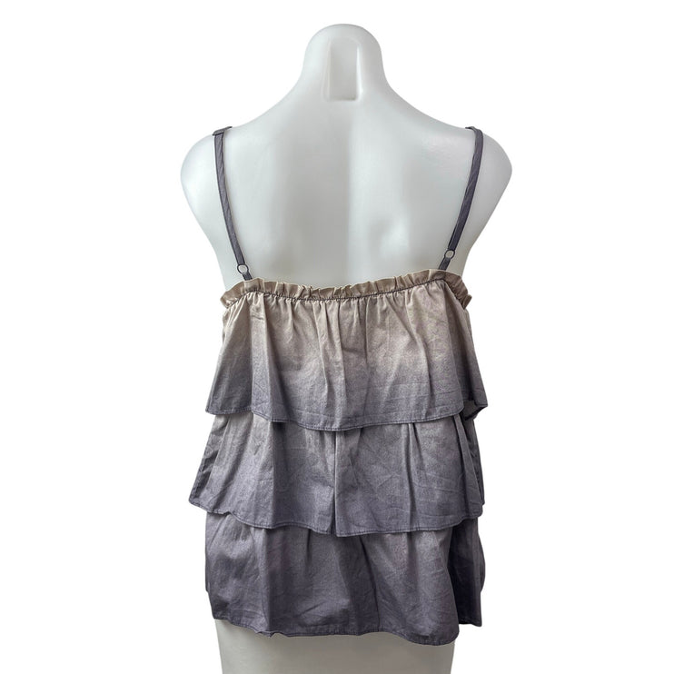 Marc by Marc Jacobs Women's Gray Ombre Ruffle Tiered Tank Cami Blouse Top Size S