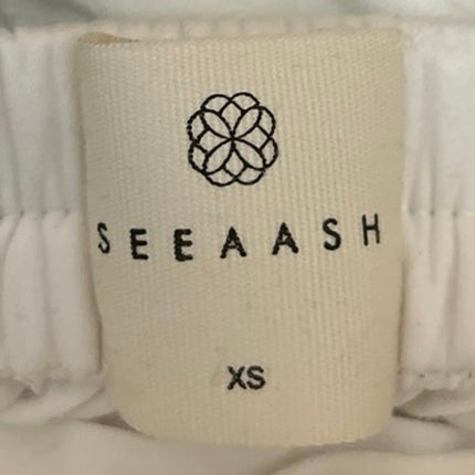 Seeaash Women's White High Rise Elastic Waist Wide Leg Baggy Trousers Pants XS