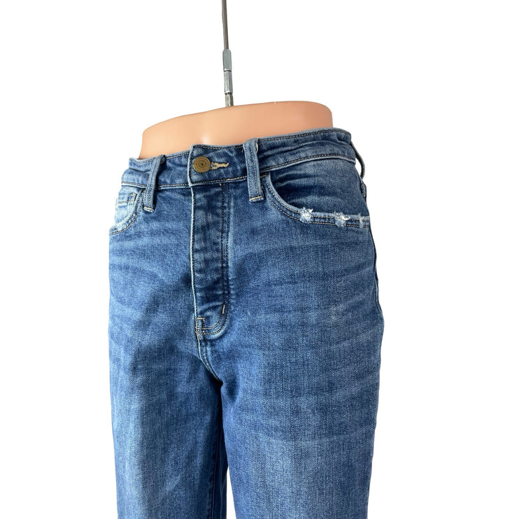 Flying Tomato Women's Blue Distressed High Rise Straight Leg Denim jeans Size 27