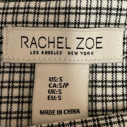 Rachel Zoe Women's Gray Plaid Long Sleeve Boat Neck Zip Work Blouse Top Size S