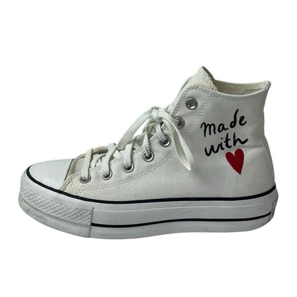 Converse Chuck Taylor All Star Made With Love White Lace Up Sneakers Shoes Sz 7