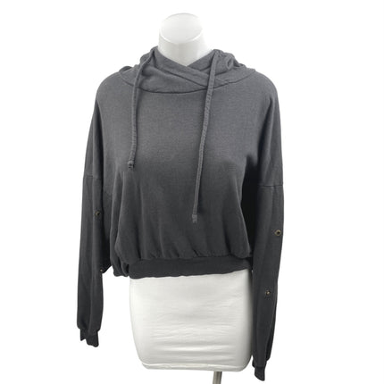 Young Fabulous & Broke Women's Black Hooded Hoodie Crop Sweatshirt Top Size S/M