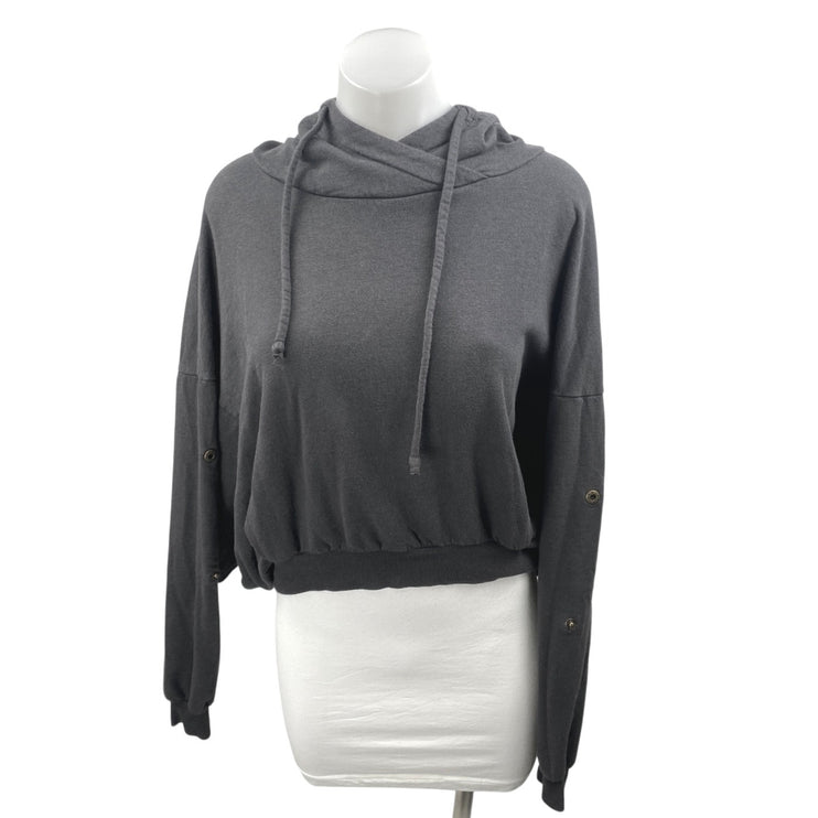 Young Fabulous & Broke Women's Black Hooded Hoodie Crop Sweatshirt Top Size S/M