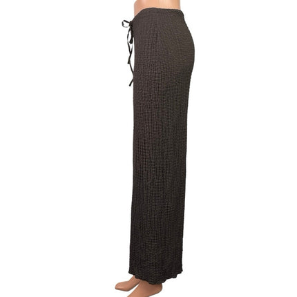 Zara Women's Dark Brown Drawstring High Waist Knit Pencil Maxi Skirt Size S