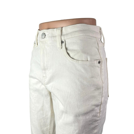 Uniqlo Women's White Mid Rise Straight Tapered Ankle Denim Jeans Pants Size 25
