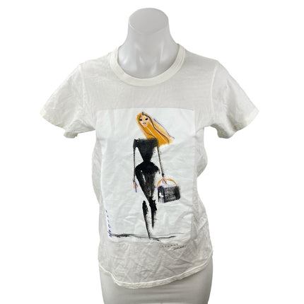 Donald Womens White Graphic Print Crew Neck Short Sleeve Basic Tee T-Shirt Top M