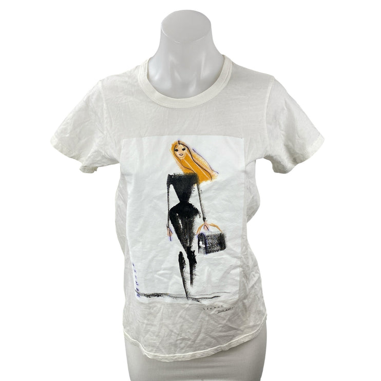 Donald Womens White Graphic Print Crew Neck Short Sleeve Basic Tee T-Shirt Top M