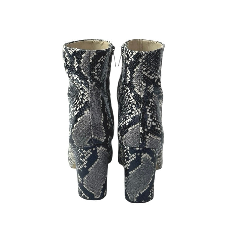 Marc Fisher Jarli Black Snakeskin Print Leather Pointed Toe Zip Ankle Boots 9M