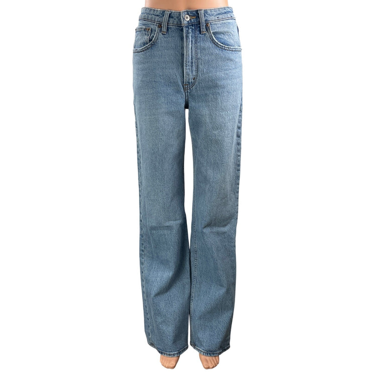 Abercrombie & Fitch The 90s Relaxed High Rise Blue Straight Denim Jeans Size 26