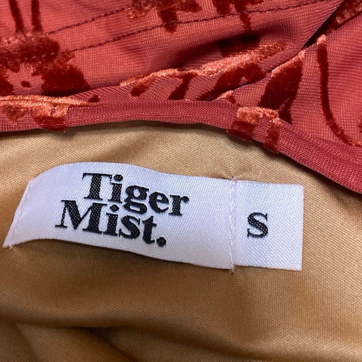 Tiger Mist Orange Floral Jacquard Sleeveless Cami Camisole Tank Crop Top Size S