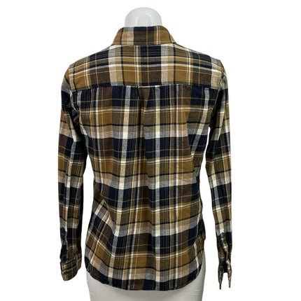 Uniqlo Women's Black Yellow Plaid Flannel Long Sleeve Button Down Shirt Top Sz S