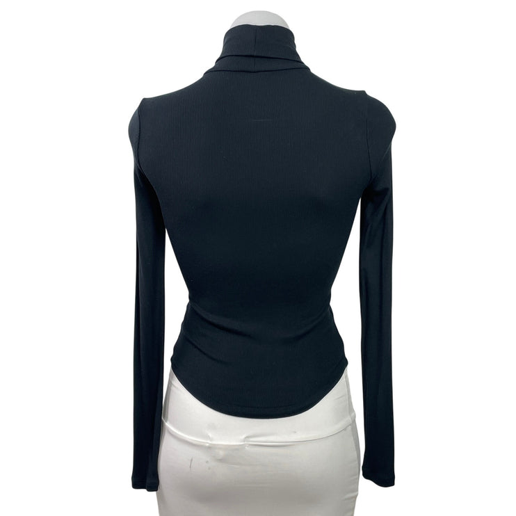 Aritzia Sunday Best Womens Black Ribbed Knit Turtleneck Long Sleeve Top Size 2XS