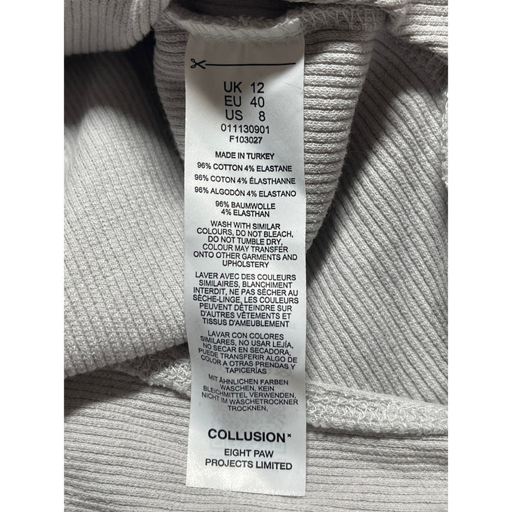 Collusion Gray Long Sleeve Ribbed Knit Thong Collared Polo Bodysuit Top Size 8