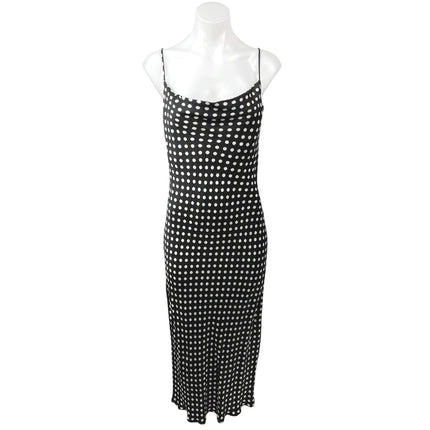 Zara Black White Silk Satin Polka Dots Cowl Neck Cami Slip Midi Dress Size XS