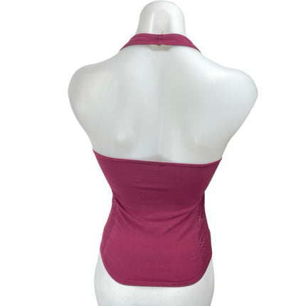 Free People Women's Maroon Ruched V-Neck Halter Cami Camisole Crop Tank Top M/L