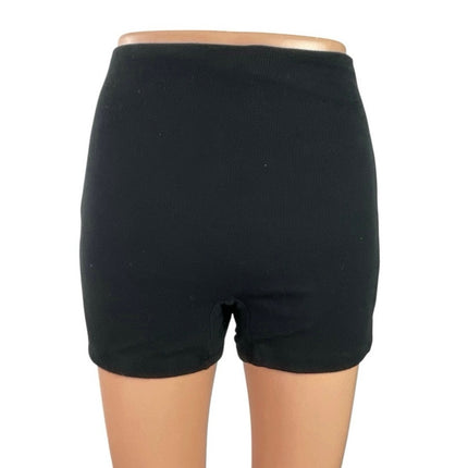 Princess Polly Keanu Black Ribbed Skinny Yoga Athletic Activewear Biker Shorts 4