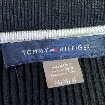 Tommy Hilfiger Black Rib Knit Sleeveless Button Sweater Polo Shirt Tank Top M