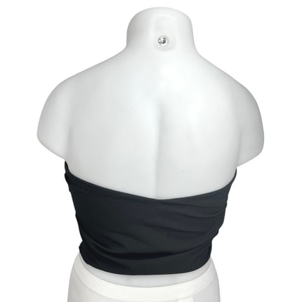 Zara Black Sleeveless Strapless Asymmetric Ruched Bandeau Tube Crop Tank Top XL