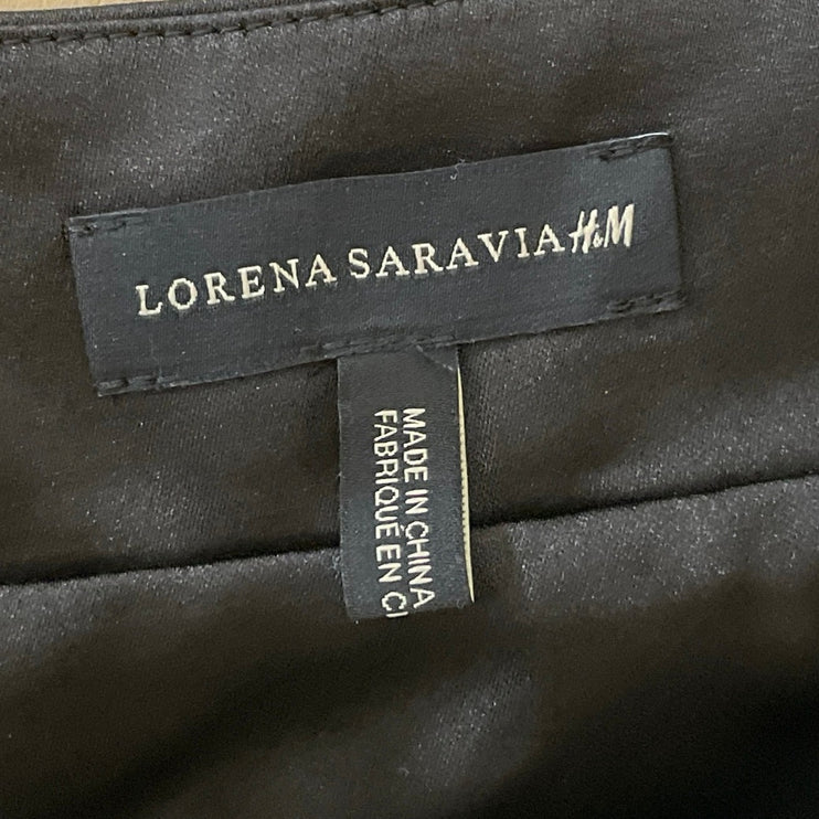H&M X Lorena Saravia Black Satin Asymmetric Halter Sleeveless Cami Tank Top Sz S