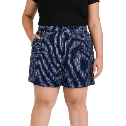 Anthropologie Navy Blue White Polka Dots High Waisted Casual Mini Shorts Size XL