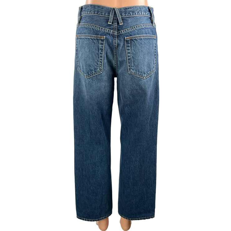 SLVRLAKE Women's Blue High Rise Straight Wide Leg Baggy Denim Jeans Size 30