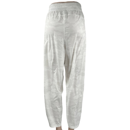 NEW Gap Runaround Womens White Gray Camo Drawstring Wide Leg Sweat Pants Size XL